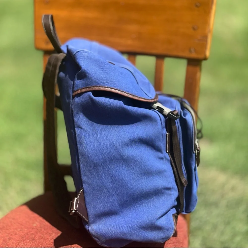 AUTHENTIC Prada Tessuto Nylon Bright Blue Double Buckle Backpack.